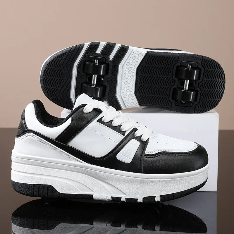 Four wheel roller shoes Boys girls walking shoes Casual outdoor sports slide and shrink school students pulleys shoes