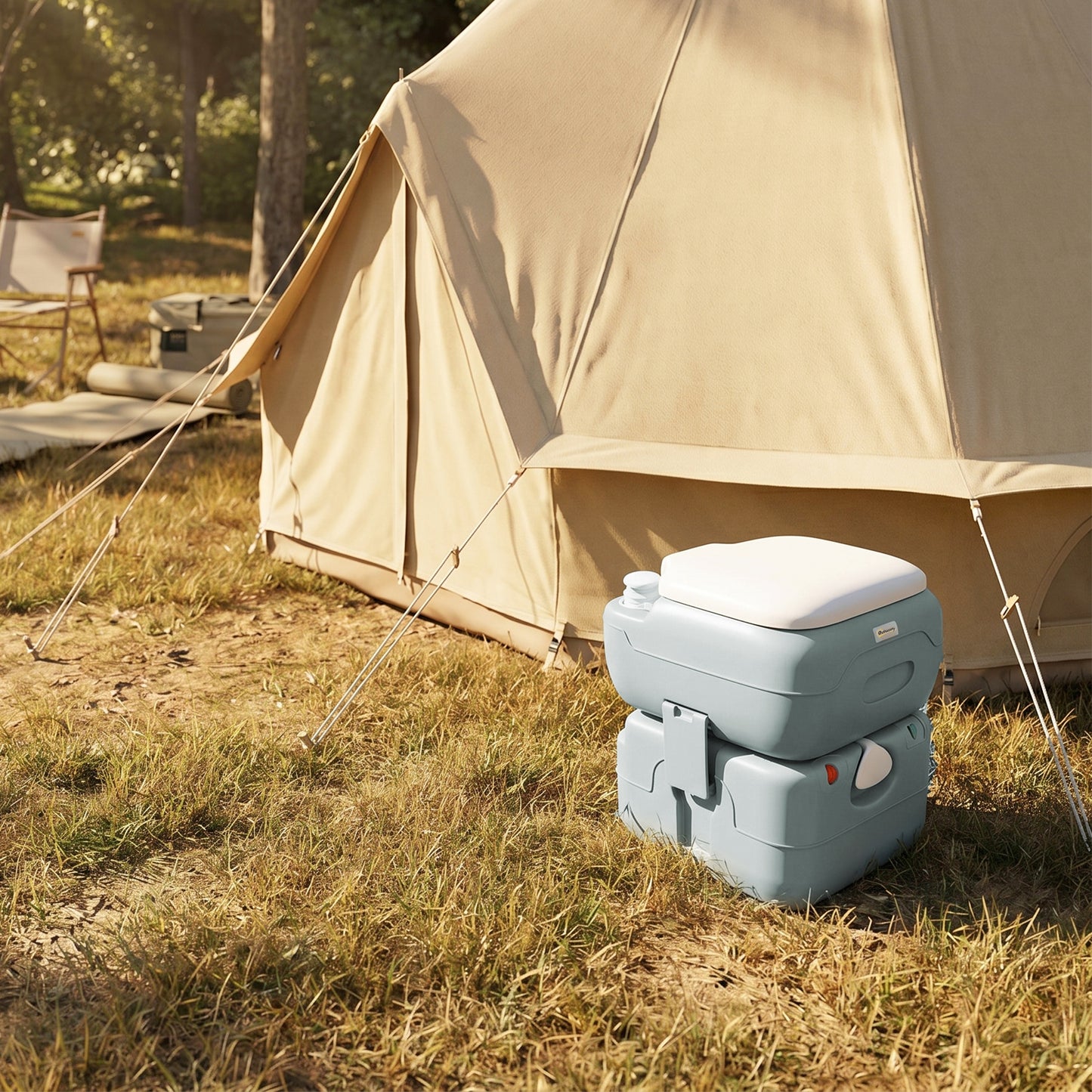 Outsunny 22L Portable Camping Toilet | Anti-Leak Travel Toilet