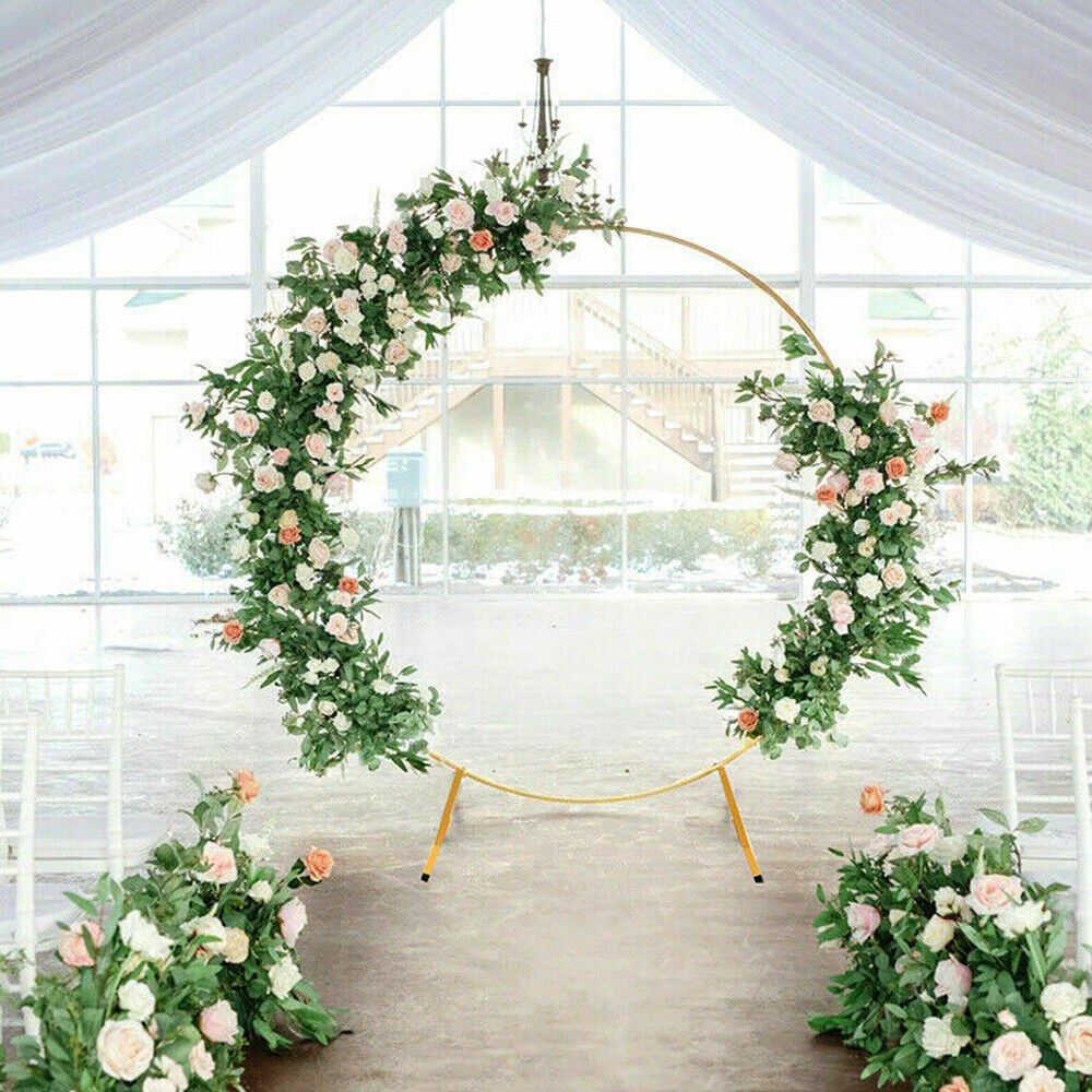 2M Round Hoop Balloon Arch Backdrop Frame | Gold Display Stand for Wedding & Events