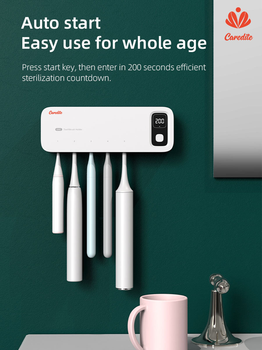 Caredite 2023 Toothbrush Steriliser Holder | Wall-Mounted UV Sanitiser | Fast Drying | Multi-Colour Options