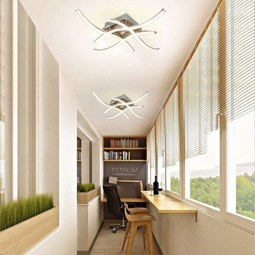 Modern LED Ceiling Light – 4 Wave Dimmable Lamps with Remote Control | Adjustable Colour Temperature for Kitchen, Living Room, Bedroom (24W, 3000K–6000K)