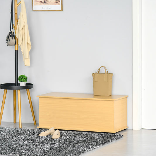 HOMCOM 114L Storage Chest & Blanket Box – Burlywood, 100cm