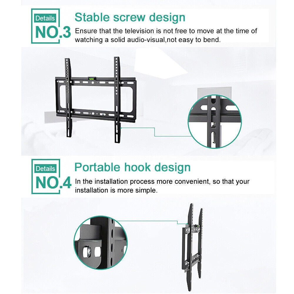 Slim TV Wall Bracket Mount for 26–63 Inch LCD LED Plasma Flat Screen – Universal Fixed Slim Fit