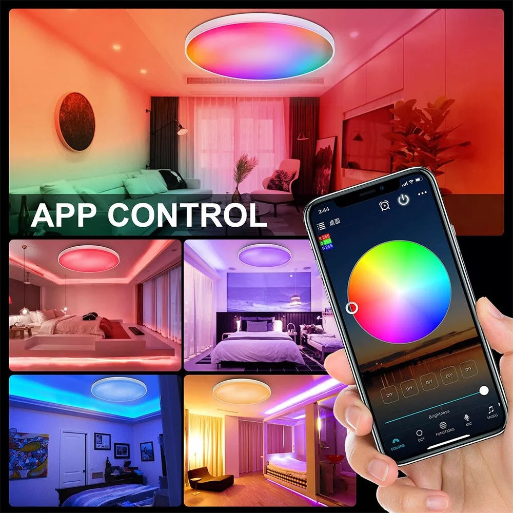 RGB LED Ceiling Light 28W | With Remote Control | IP44 Bathroom Light Fixture