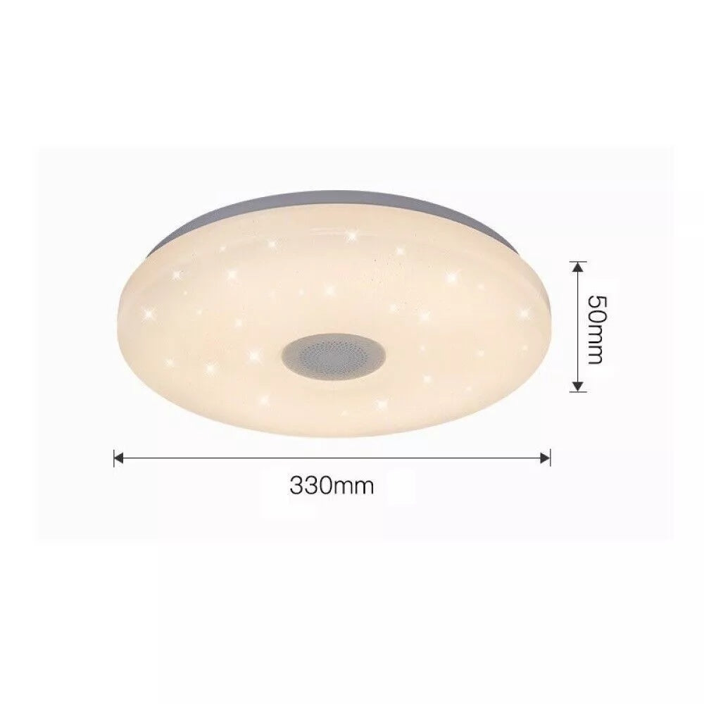 LED RGB Ceiling Light with Bluetooth Speaker – 48W Music Lamp with Remote & APP Control, Colour Changing, Dimmable, Night Light Mode, 33cm