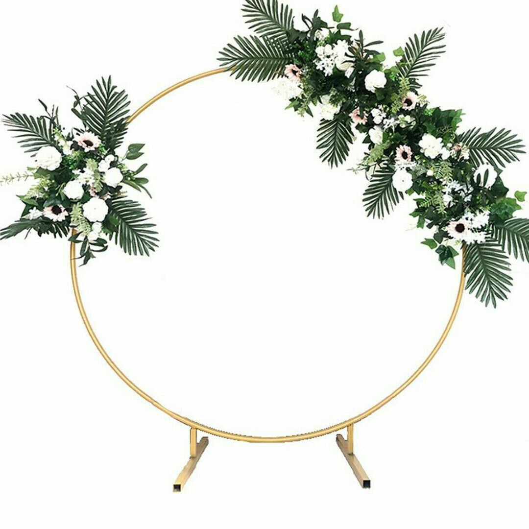 2M Round Hoop Balloon Arch Backdrop Frame | Gold Display Stand for Wedding & Events