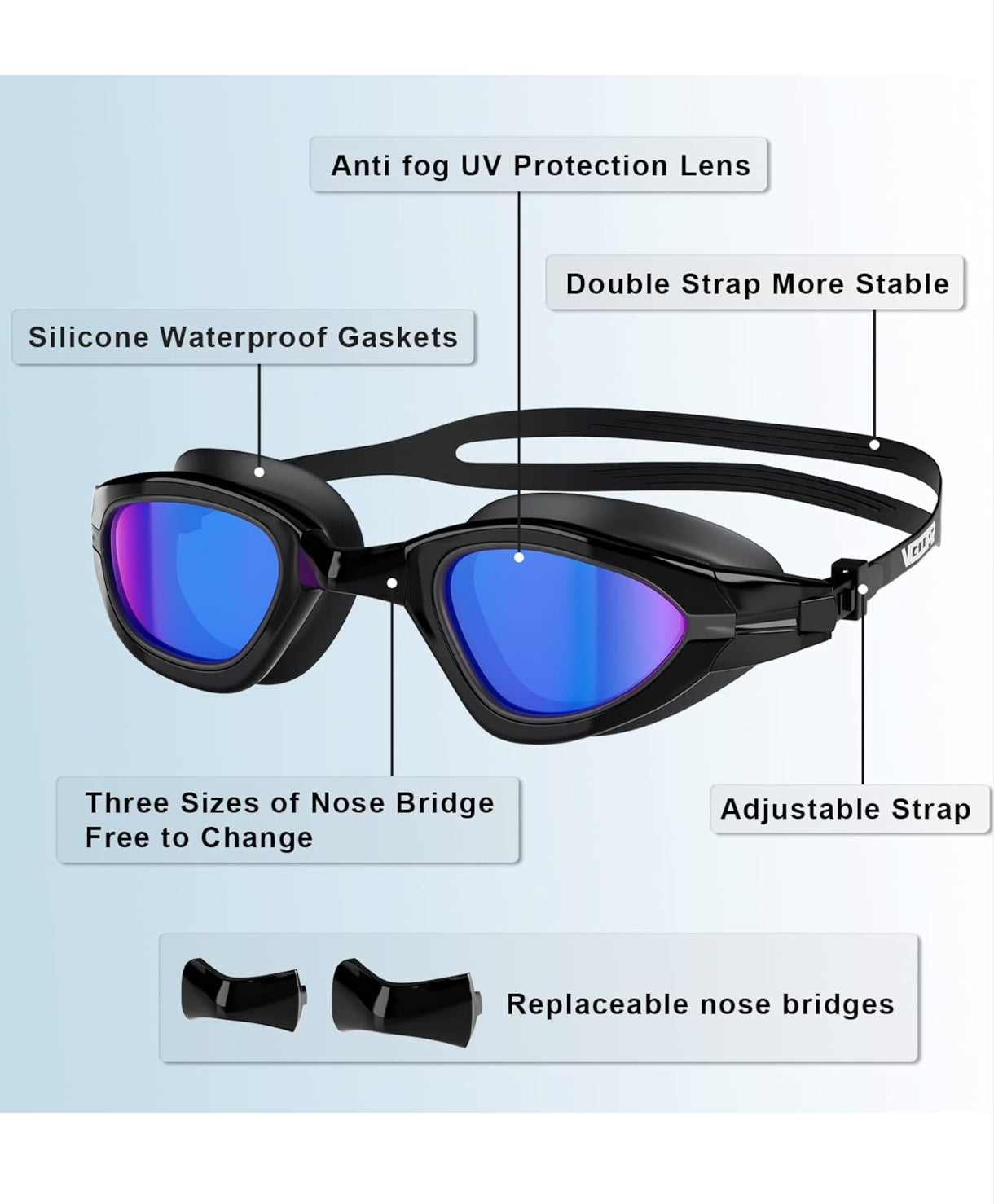 Anti-Fog Swimming Goggles – UV Protection & 180° Wide Vision