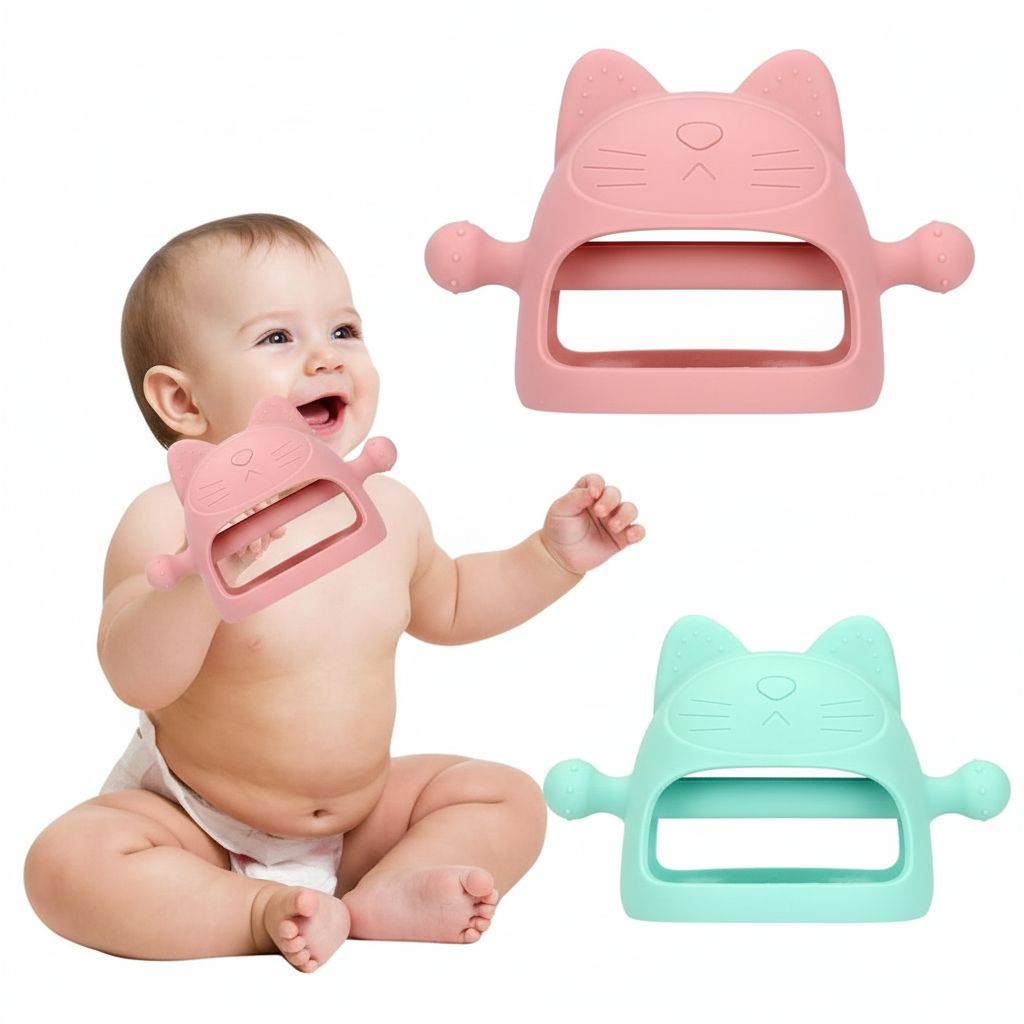 Silicone Baby Teether – Cat‑Shaped Teething Toy with Textured Surface | BPA‑Free Baby Chewer | UK