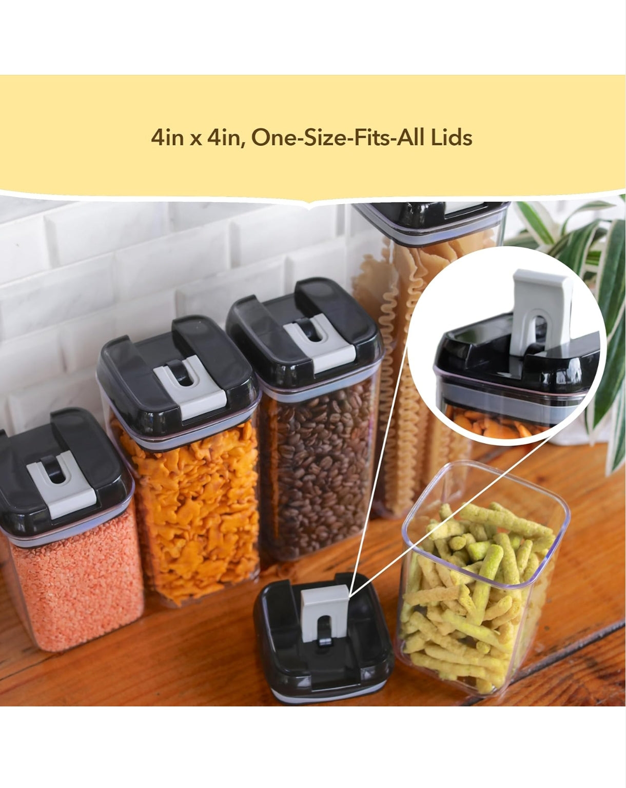 Simply Gourmet Food Storage Containers – Set of 4 BPA-Free Airtight Organisers for Kitchen – Perfect for Flour Sugar