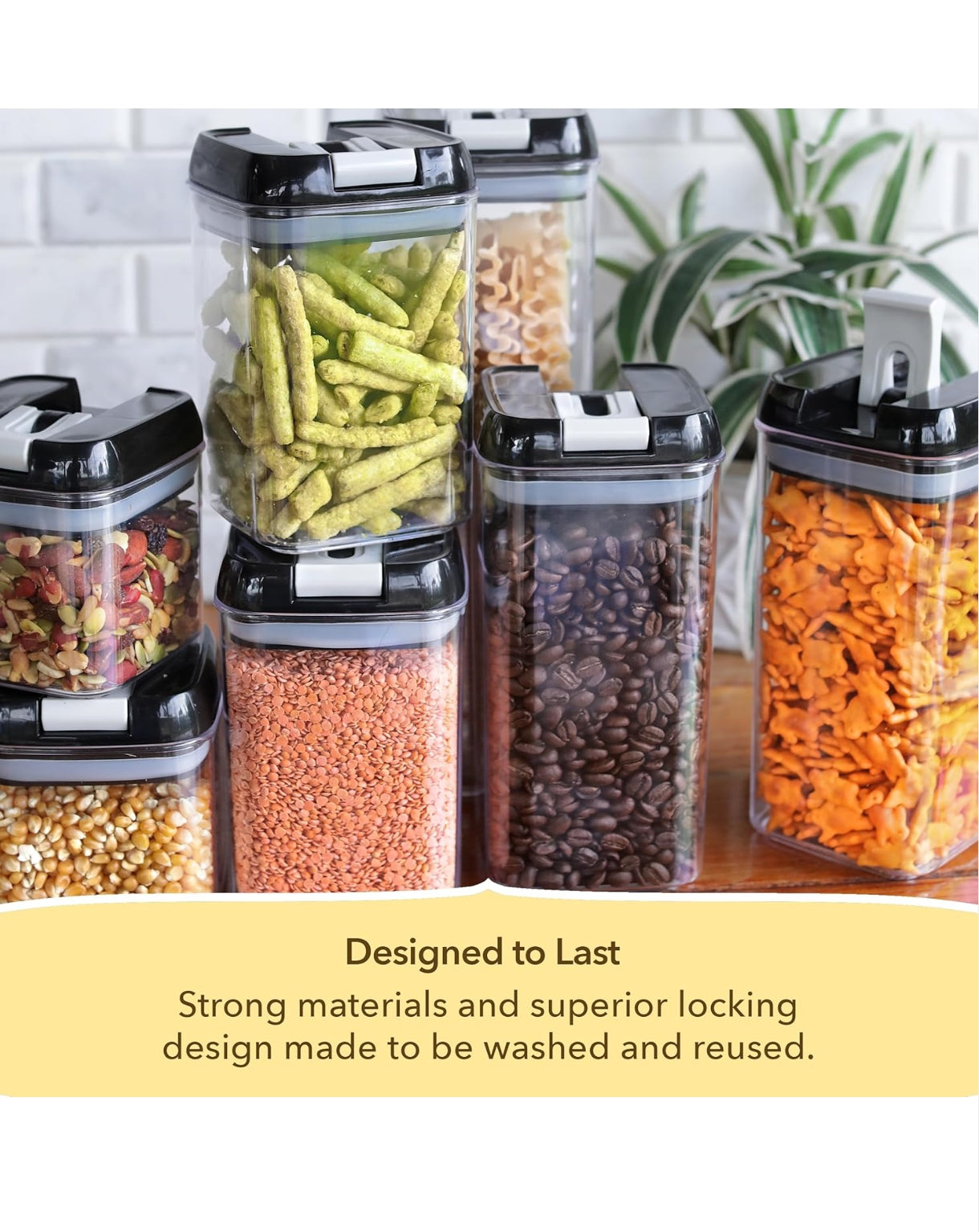 Simply Gourmet Food Storage Containers – Set of 4 BPA-Free Airtight Organisers for Kitchen – Perfect for Flour Sugar