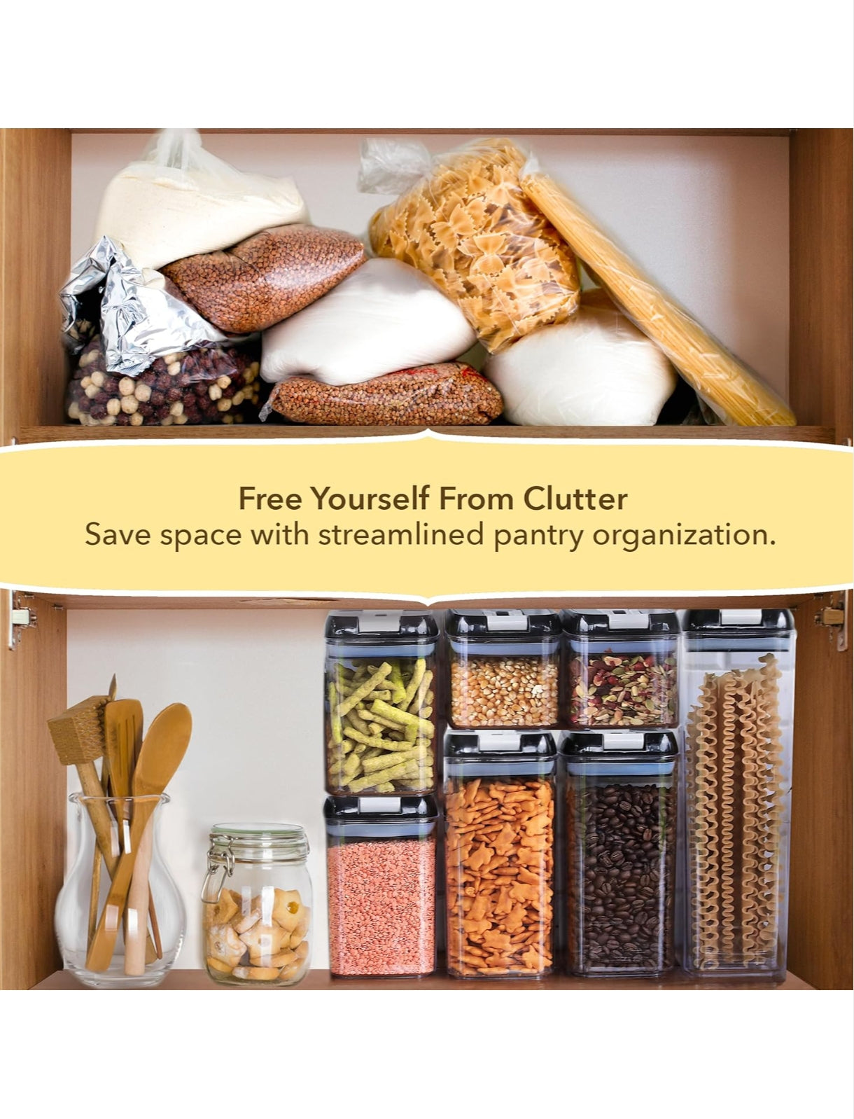 Simply Gourmet Food Storage Containers – Set of 4 BPA-Free Airtight Organisers for Kitchen – Perfect for Flour Sugar