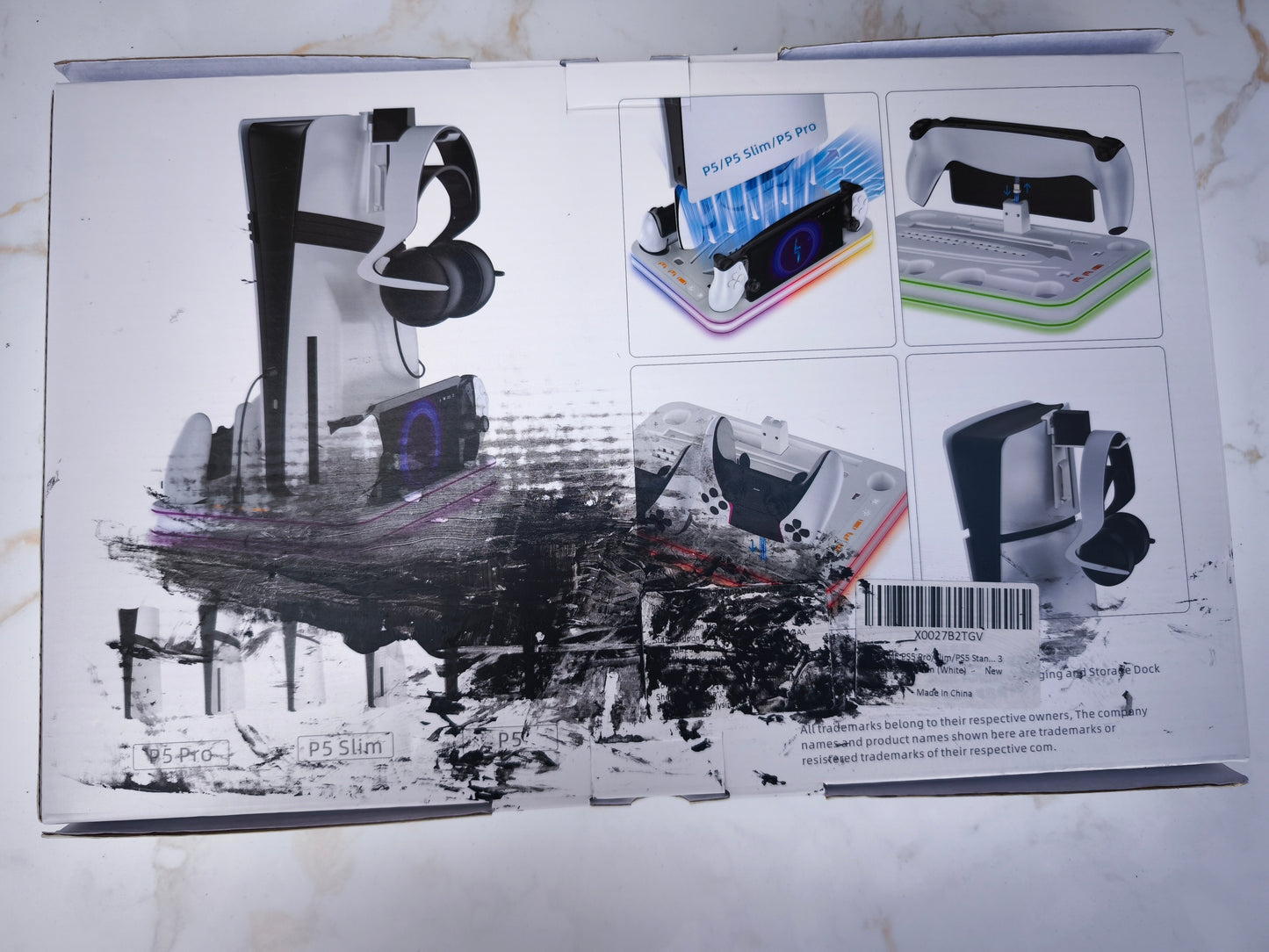 EJGAME PS5 Pro/Slim Stand & Cooling Station with RGB Lighting - Fast Charging Dock for PlayStation 5 Console & PS