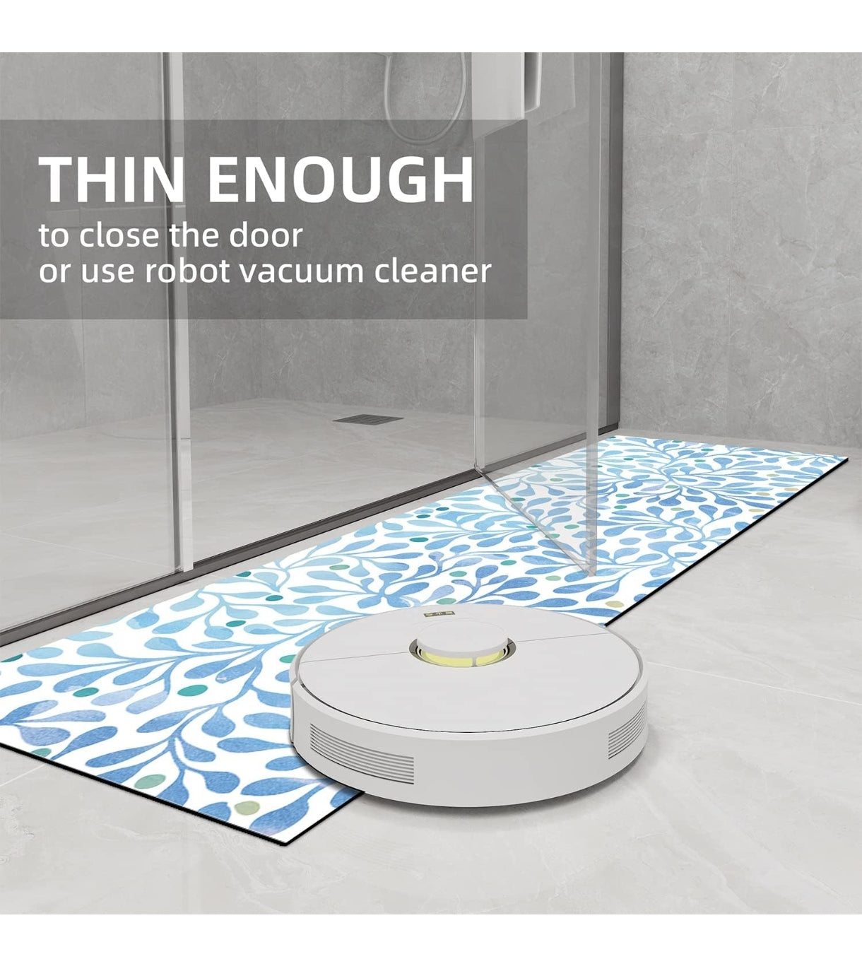 YIHOUSE Thin Bath Mat – Super Absorbent Quick Dry Bathroom Rug – Fits Under Door – Non-Slip Rubber Backed Washable