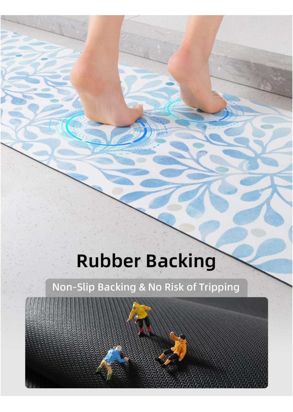 YIHOUSE Thin Bath Mat – Super Absorbent Quick Dry Bathroom Rug – Fits Under Door – Non-Slip Rubber Backed Washable