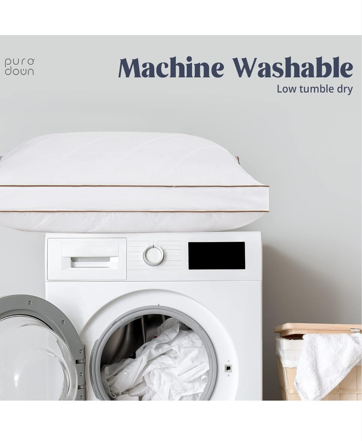 Goose Down Feather Pillows – Pack of 2 Gusseted Bed Pillows with 100% Cotton Downproof Cover Medium Support