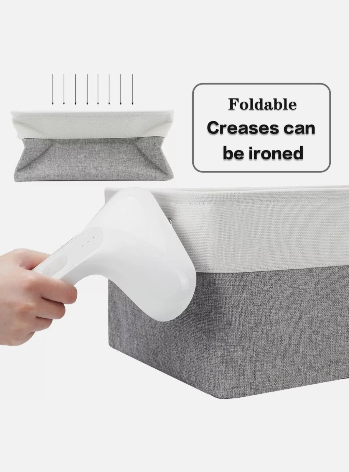 Kriovoa 3-Piece Foldable Fabric Storage Baskets with Handles Canvas Boxes