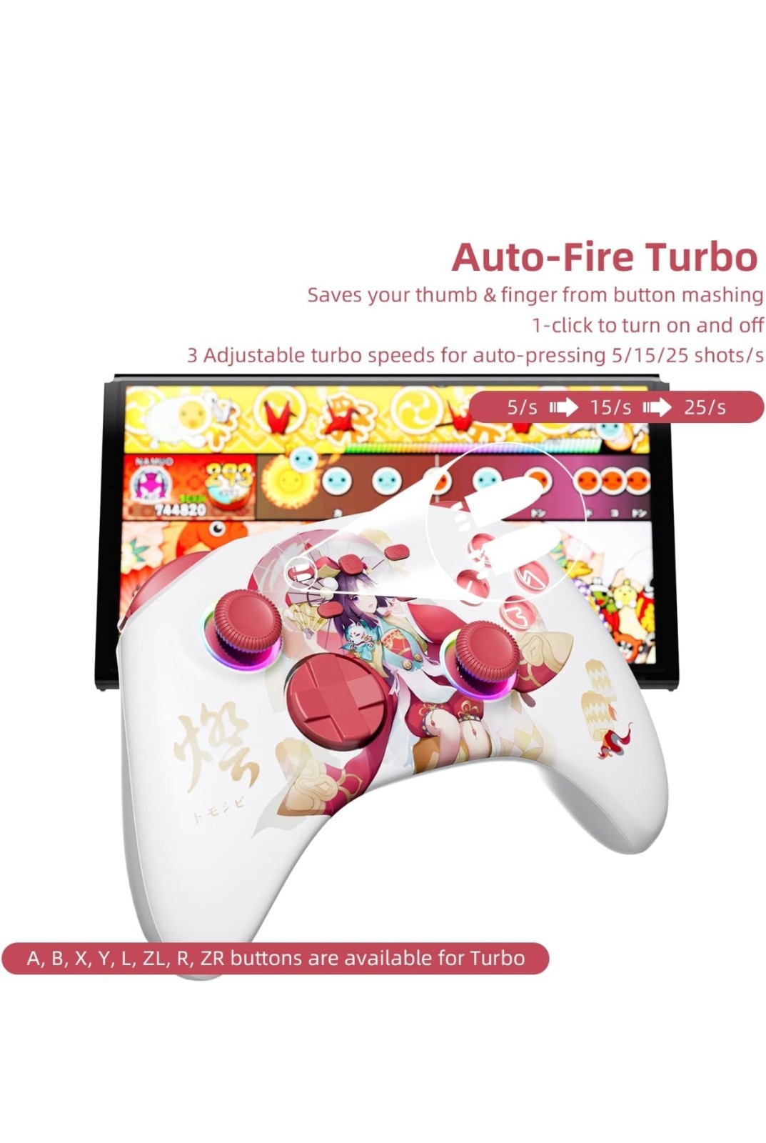 Mytrix White Bluetooth Pro Controller for iOS Android Switch PC Steam Deck