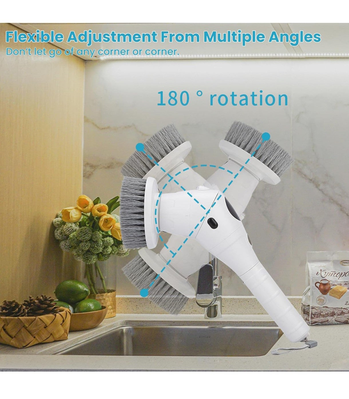 JoyGeek Cordless Spin Scrubber - LED, 8 Brush Heads, 3 Speeds for All Cleaning!