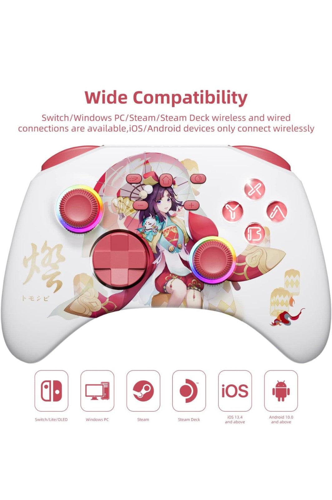 Mytrix White Bluetooth Pro Controller for iOS Android Switch PC Steam Deck