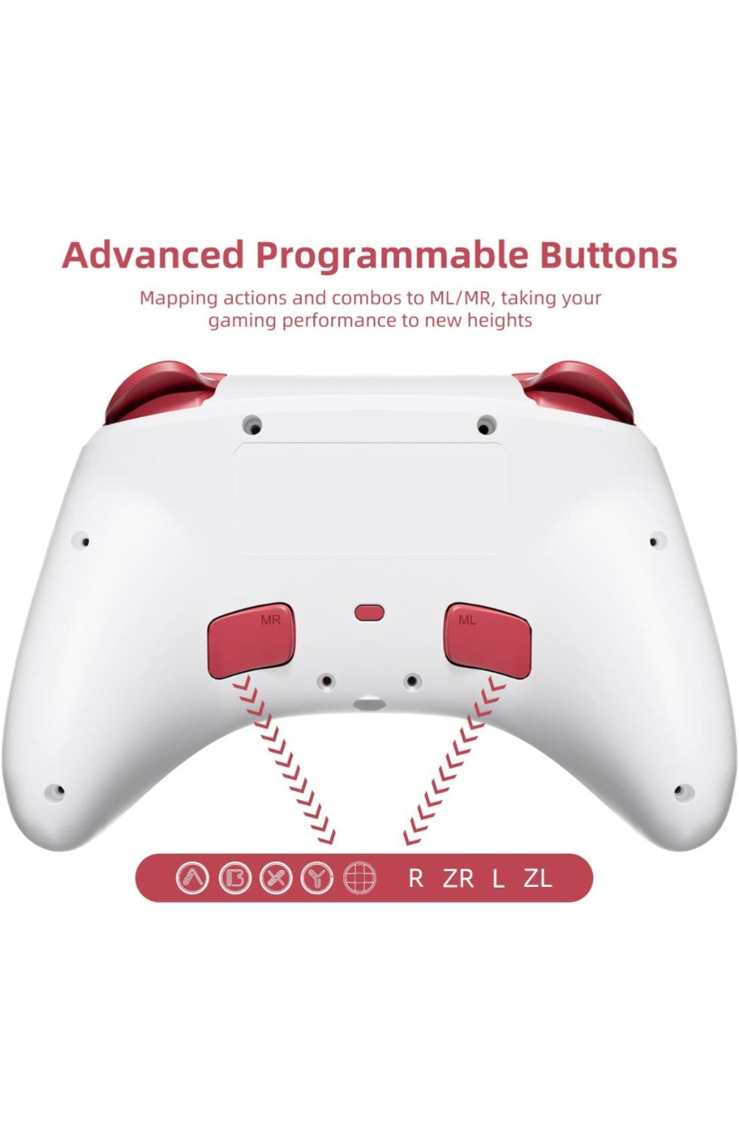 Mytrix White Bluetooth Pro Controller for iOS Android Switch PC Steam Deck