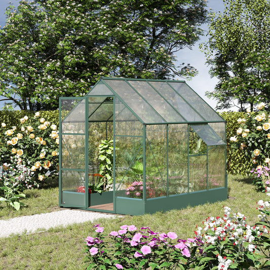 Outsunny six by eight foot polycarbonate walk-in greenhouse - product view 2