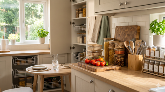 Kitchen and dining essentials for storage and prep in a modern UK kitchen