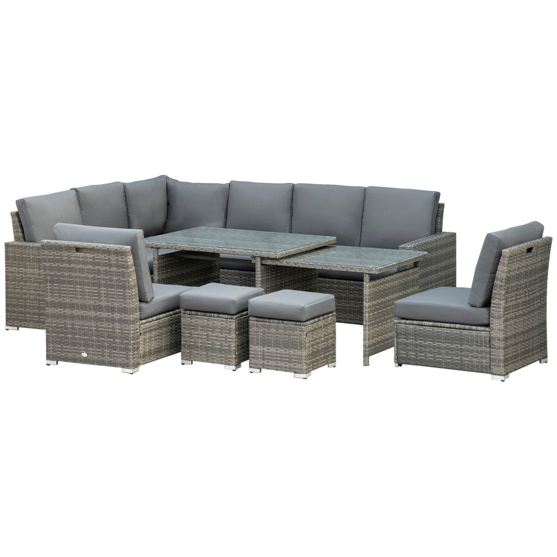 Grey rattan garden sofa set with expanding table in the Amizek Summer Deals collection