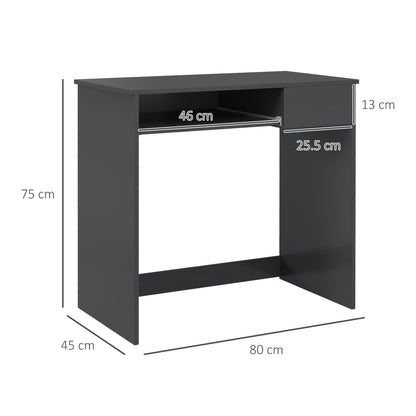 Compact Computer Desk with Keyboard Tray & Drawer | Grey | Home Office