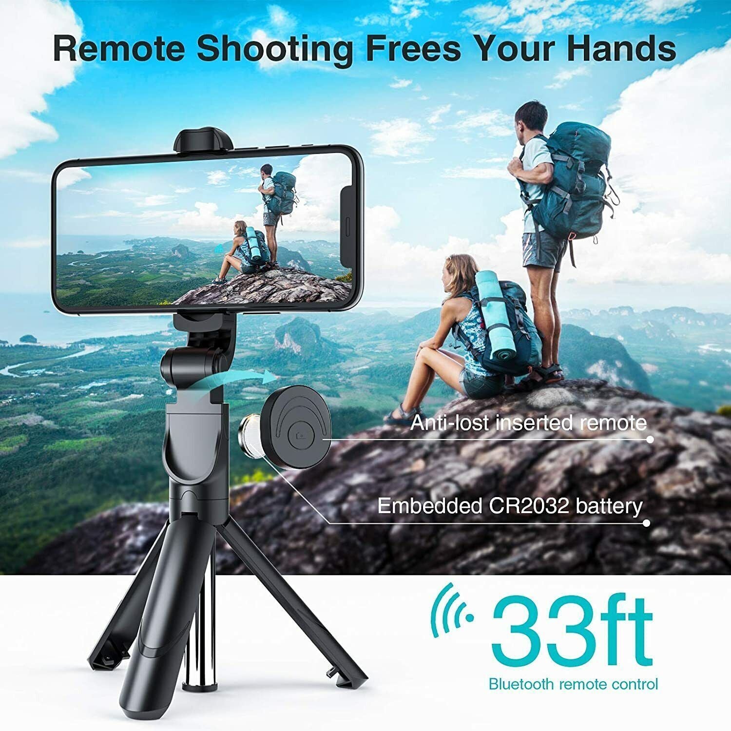 Bluetooth Selfie Tripod Telescopic Stick | Extendable Monopod with Remote | Foldable Phone Holder