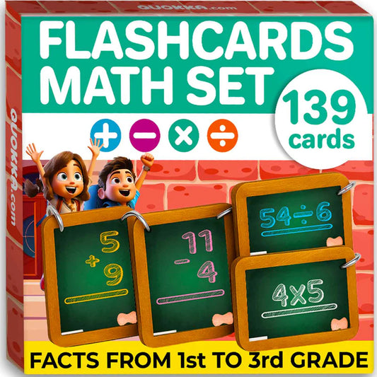 Maths Flashcards for Kids 4-in-1 Set | Addition, Subtraction, Multiplication & Division — Ages 6–9, Grades 1–3