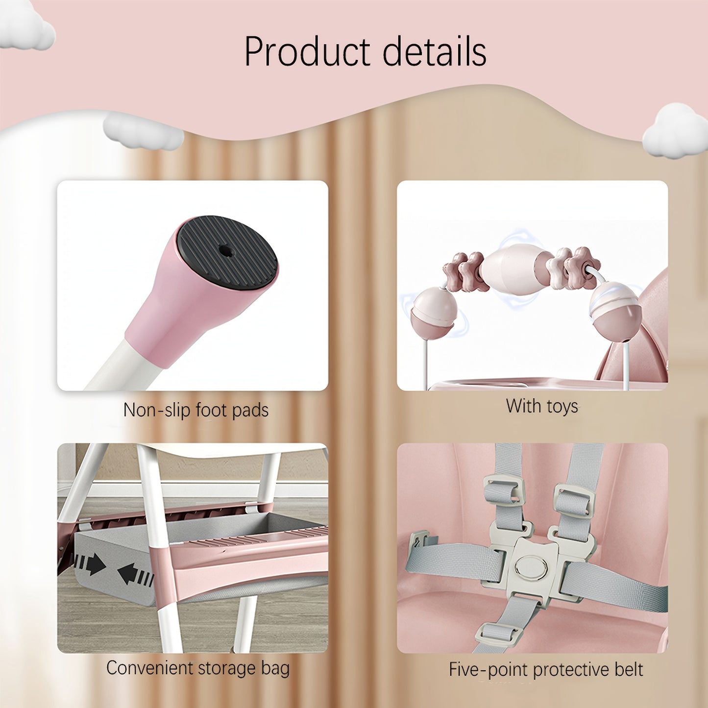 UBRAVOO Adjustable Multifunctional High Chair - Portable Baby Feeding Chair with Removable Tray & Safety Belt | UK