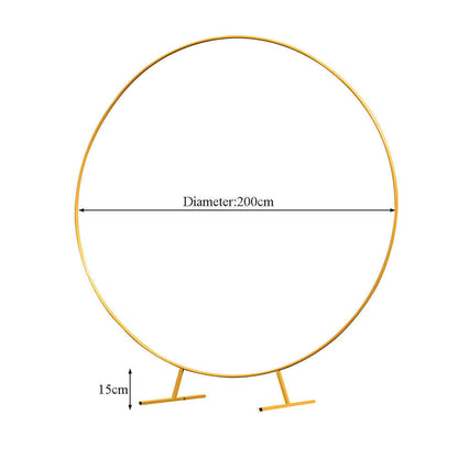2M Round Hoop Balloon Arch Backdrop Frame | Gold Display Stand for Wedding & Events