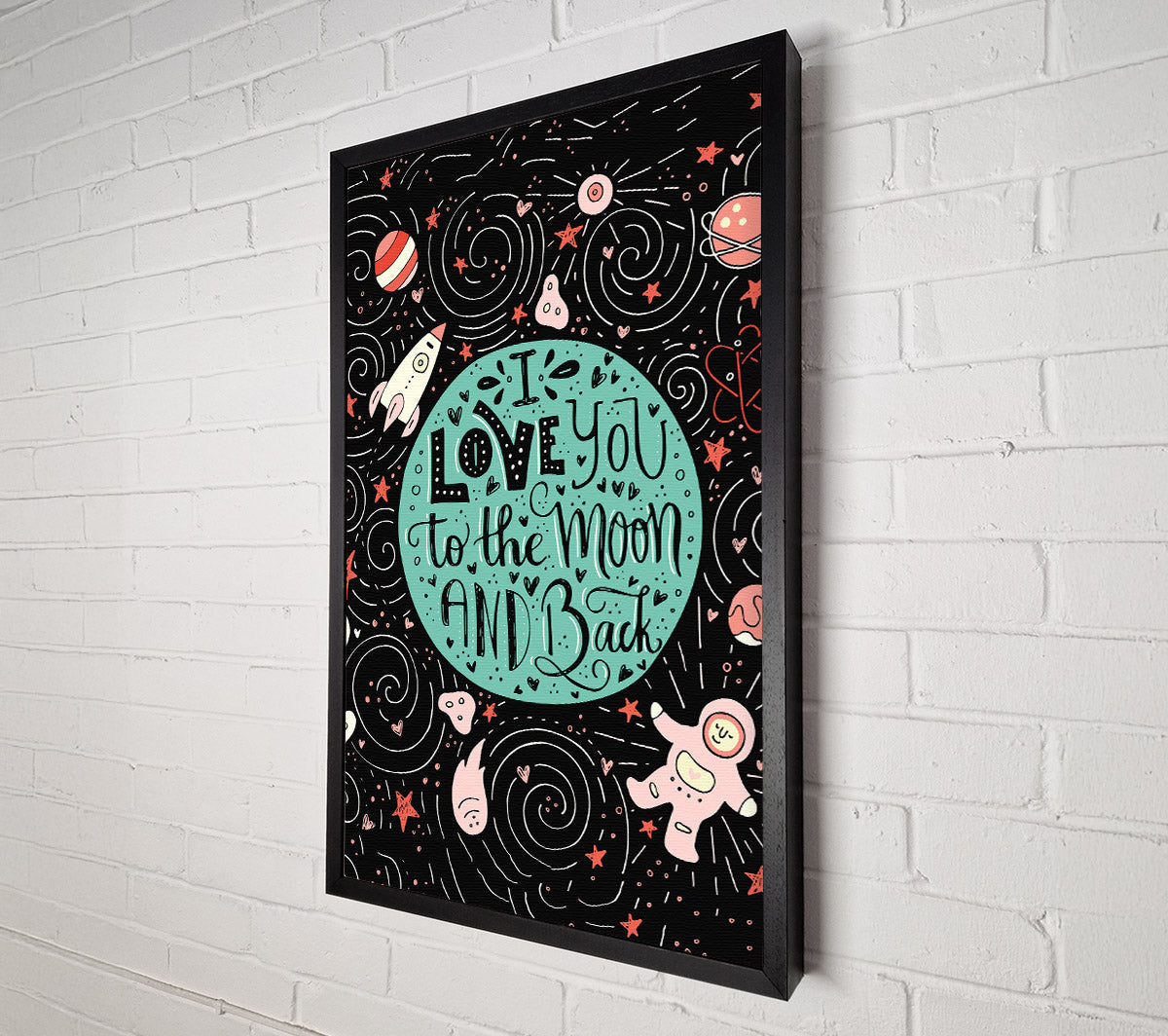 Love You Space Canvas Wall Art - Galaxy Print with Romantic Quote for UK Homes | Multiple Sizes Available