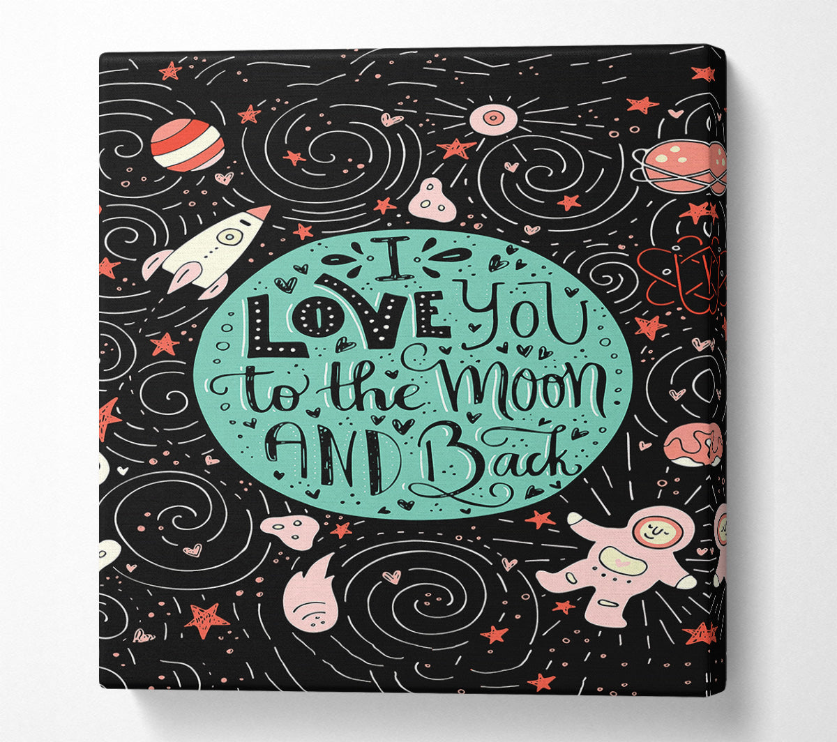 Love You Space Canvas Wall Art - Galaxy Print with Romantic Quote for UK Homes | Multiple Sizes Available