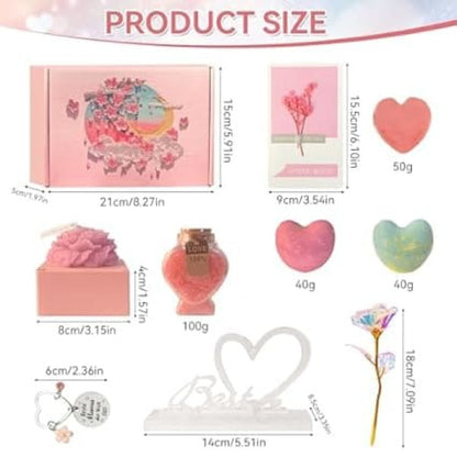Women's Luxury Spa Gift Set 8-Piece | Bath Bombs, Candle, Rose Soap, Keychain & Greeting Card — Perfect for Mum