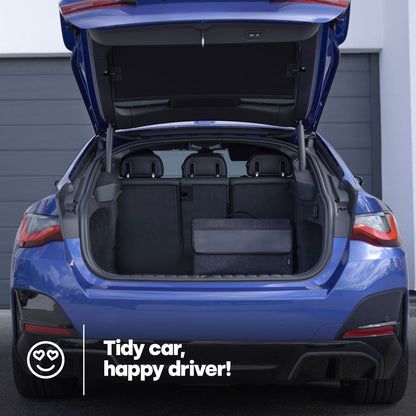 Foldable Car Boot Storage Organiser – Portable Trunk Storage Box Bag with Hook & Loop Fastening – Durable Grey Fabric – UK Stock