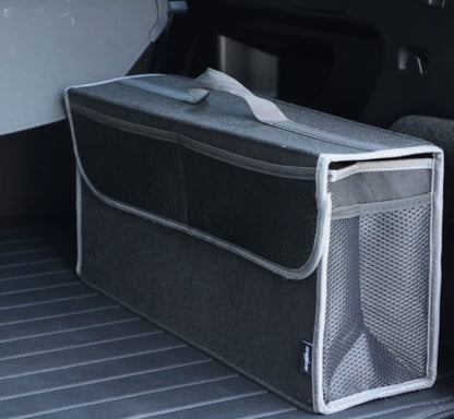 Foldable Car Boot Storage Organiser – Portable Trunk Storage Box Bag with Hook & Loop Fastening – Durable Grey Fabric – UK Stock