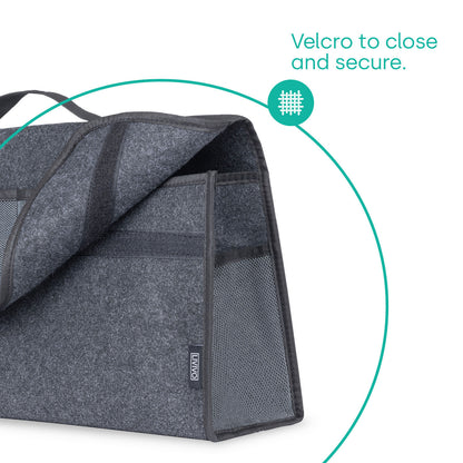 Foldable Car Boot Storage Organiser – Portable Trunk Storage Box Bag with Hook & Loop Fastening – Durable Grey Fabric – UK Stock