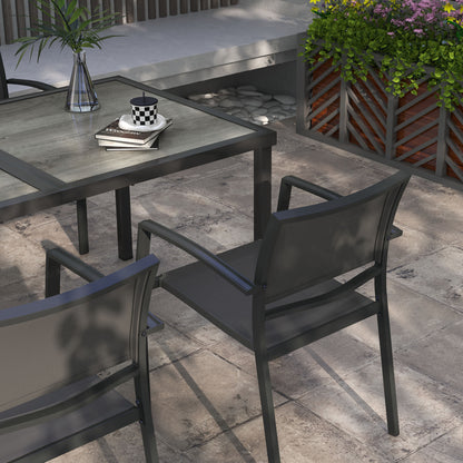 Outsunny 5-Piece Outdoor Dining Set | Wood-Effect Table