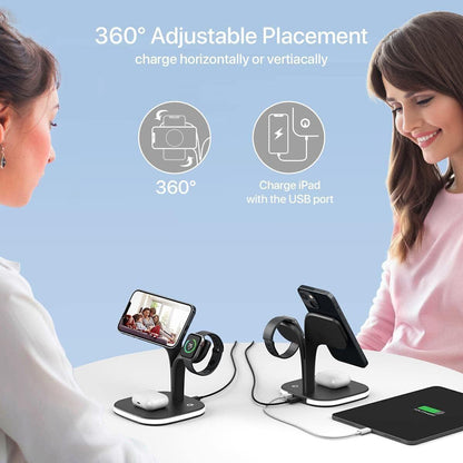 5 in1 Foldable Wireless Fast Charger Dock Station for Apple - Available in Black and White