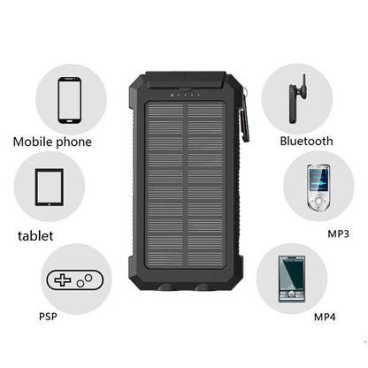 20000mAh Waterproof 2 USB LED Solar Power Bank