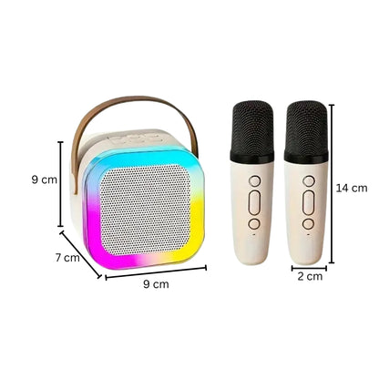 Portable Mini Karaoke Machine with Bluetooth Speaker and 2 Wireless Microphones