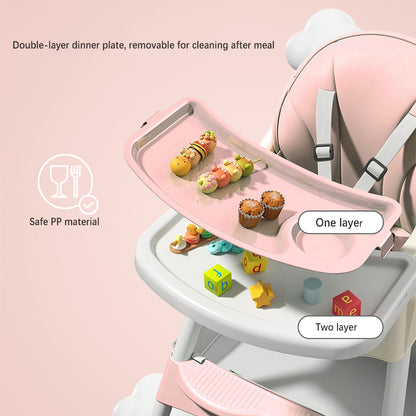 UBRAVOO Adjustable Multifunctional High Chair - Portable Baby Feeding Chair with Removable Tray & Safety Belt | UK