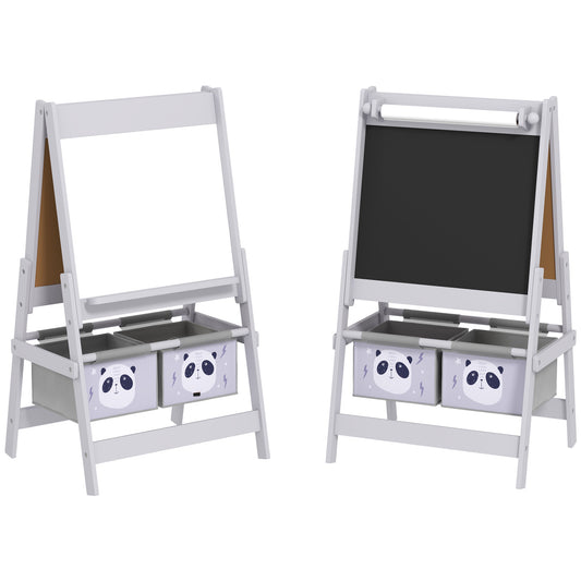 3‑in‑1 Kids Art Easel with Paper Roll – Drawing Board with Storage (Grey)