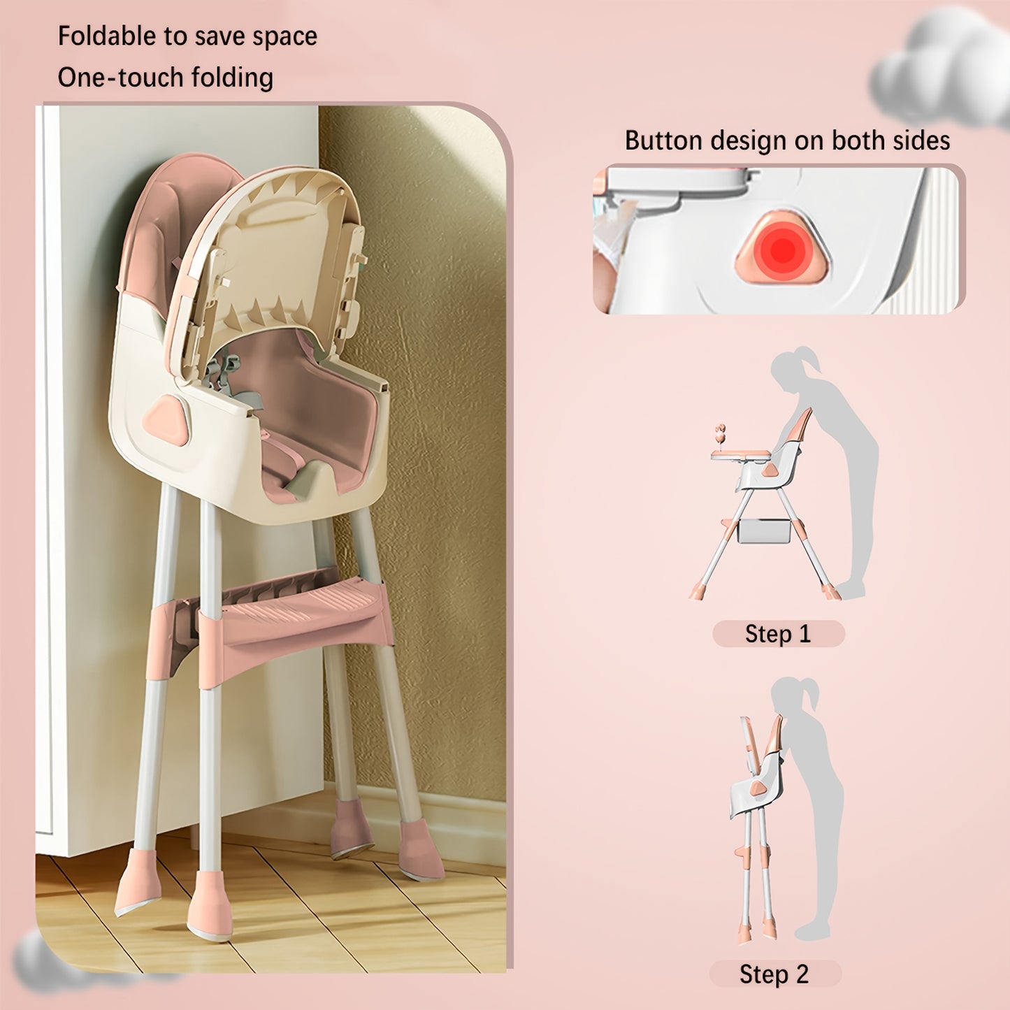 UBRAVOO Adjustable Multifunctional High Chair - Portable Baby Feeding Chair with Removable Tray & Safety Belt | UK