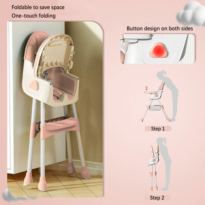 UBRAVOO Adjustable Multifunctional High Chair - Portable Baby Feeding Chair with Removable Tray & Safety Belt | UK