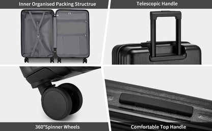 Kono Hardshell Luggage Set | ABS+PC Lightweight, TSA Lock, 4 Spinner Wheels — 2-Piece or 4-Piece, Navy, Grey, Black or Burgundy