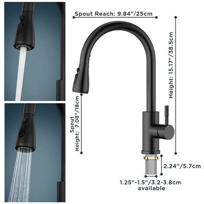 360° Kitchen Sink Mixer Tap – Pull-Out Spout Spray – Single Lever Modern Mono Mixer - Black