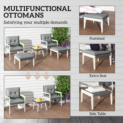 Outsunny 5-Piece Rattan Patio Set | Wood-Top Table