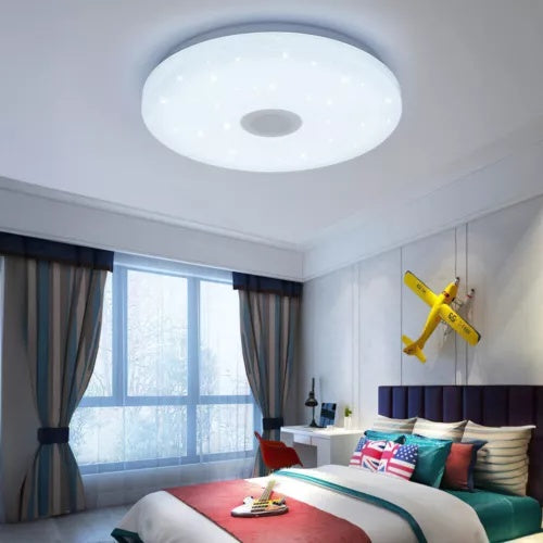 LED RGB Ceiling Light with Bluetooth Speaker – 48W Music Lamp with Remote & APP Control, Colour Changing, Dimmable, Night Light Mode, 33cm